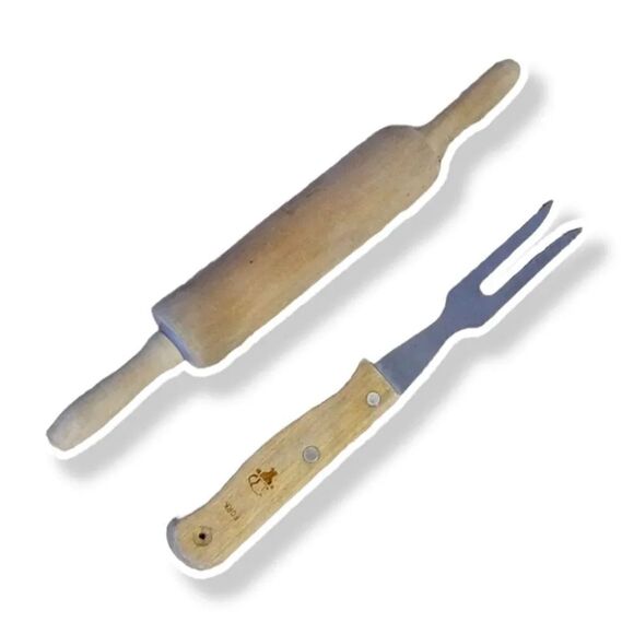 VTG 5 Piece Wooden Handle Kitchen BBQ Serving Utensils Bundle - Picture 5 of 14